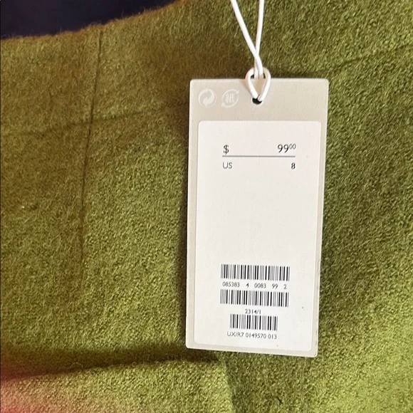 NWT COS Olive Green Wool Mini Skirt with Pockets - Picture 3 of 3